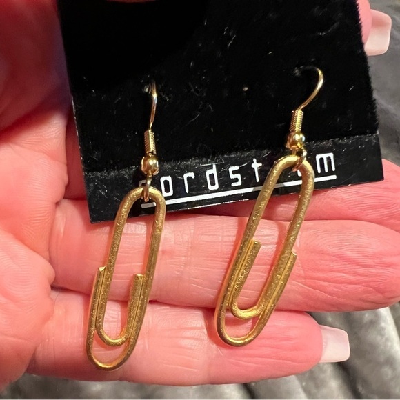 ETC Brass Plum by Nordstrom brass paper clip earrings. - Picture 2 of 4